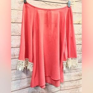 Beautiful open back tie top w/sleeve accents